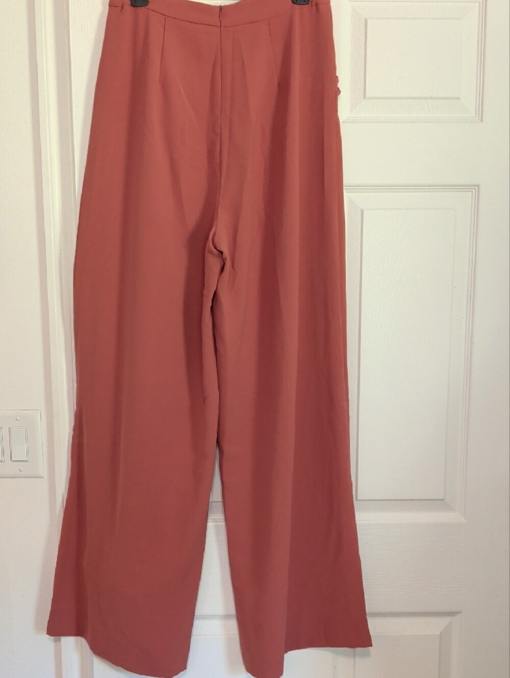 Women's High Rise Wide-Leg Button-Trim Pants - Rust - Picture 2 of 5